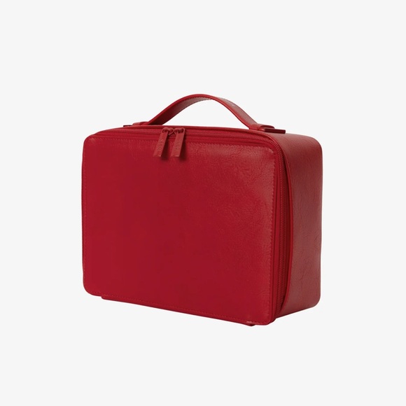 NWT Beis x The Lonely Ghost Faux Leather Vegan Cosmetic Case in Red - Picture 2 of 9